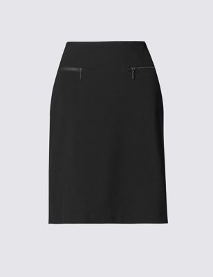 Twin Zip Pockets A-Line Mini Skirt